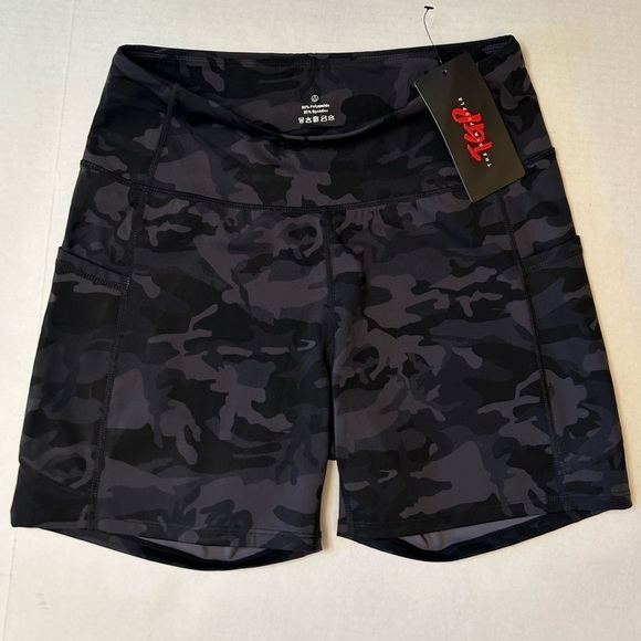 The Gym People TGP black camouflage workout shorts with pockets NWT Sz-M R20 - Picture 8 of 11